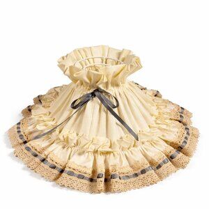 Oil Lamp Shade Wire Frame Lace Ruffled Bow Blue Ribbon Handmade Vintage Farmhous